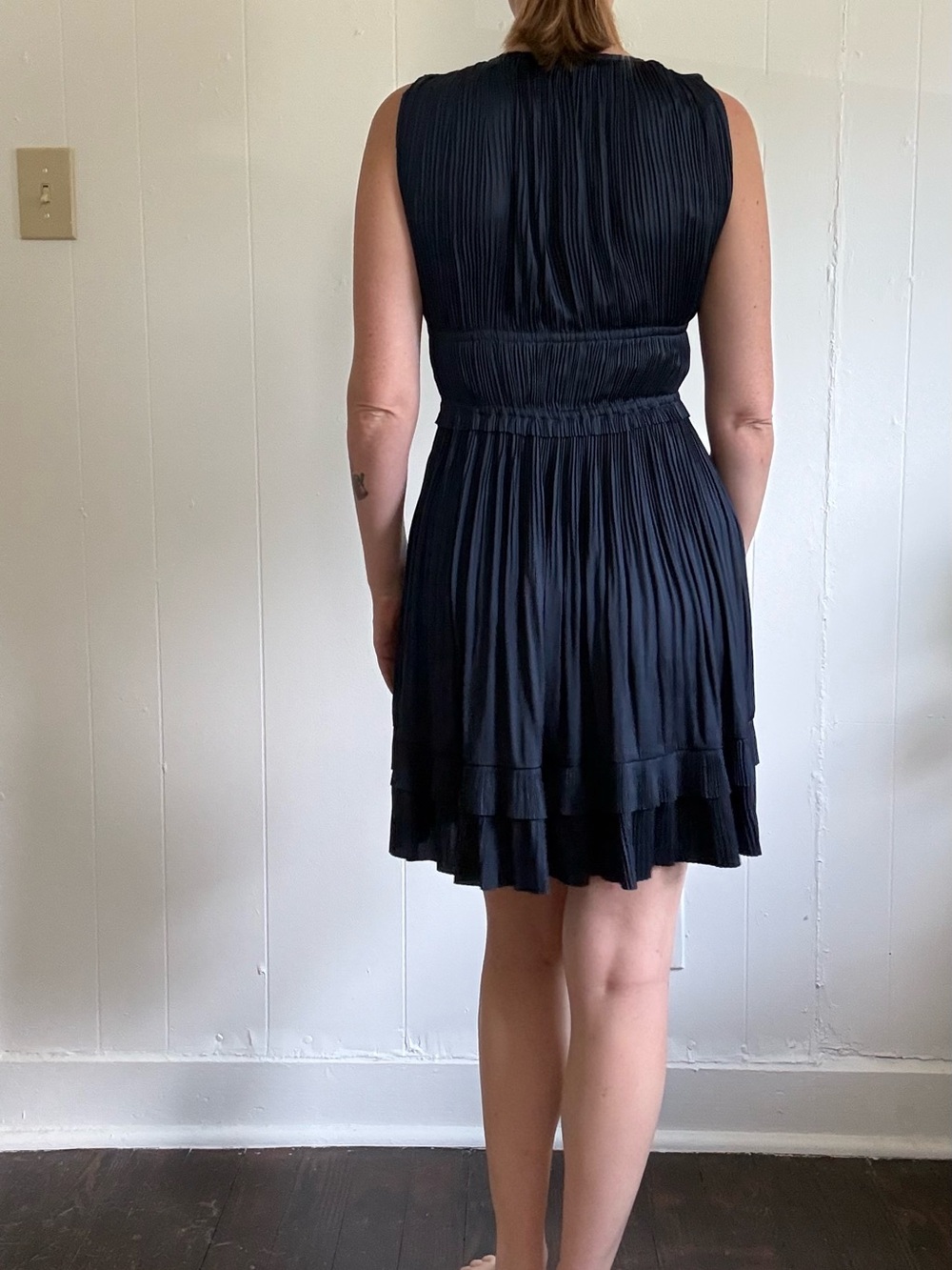 Ulla Johnson Navy Pleated Tie-Front Mini Dress - Picture 3 of 9